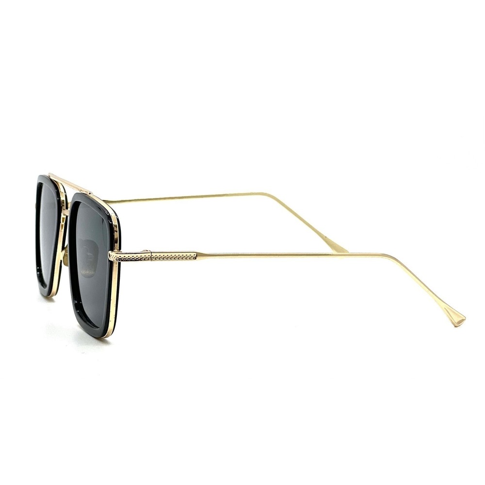 Square Sunglasses Black Gold Frame Stylish Fashion Eyewear Elegant Women Lentes - Picture 7 of 11